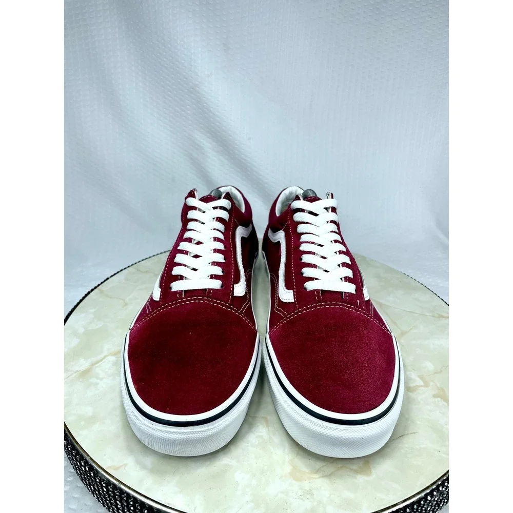 Vans Suede Canvas Skate Shoes Mens 10 Burgundy Low Top Streetwear Retro Sneakers